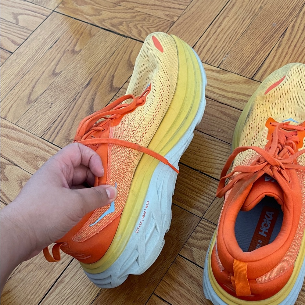 Hoka Men’s Bondi 8 Orange and Yellow Sneakers - Picture 7 of 12